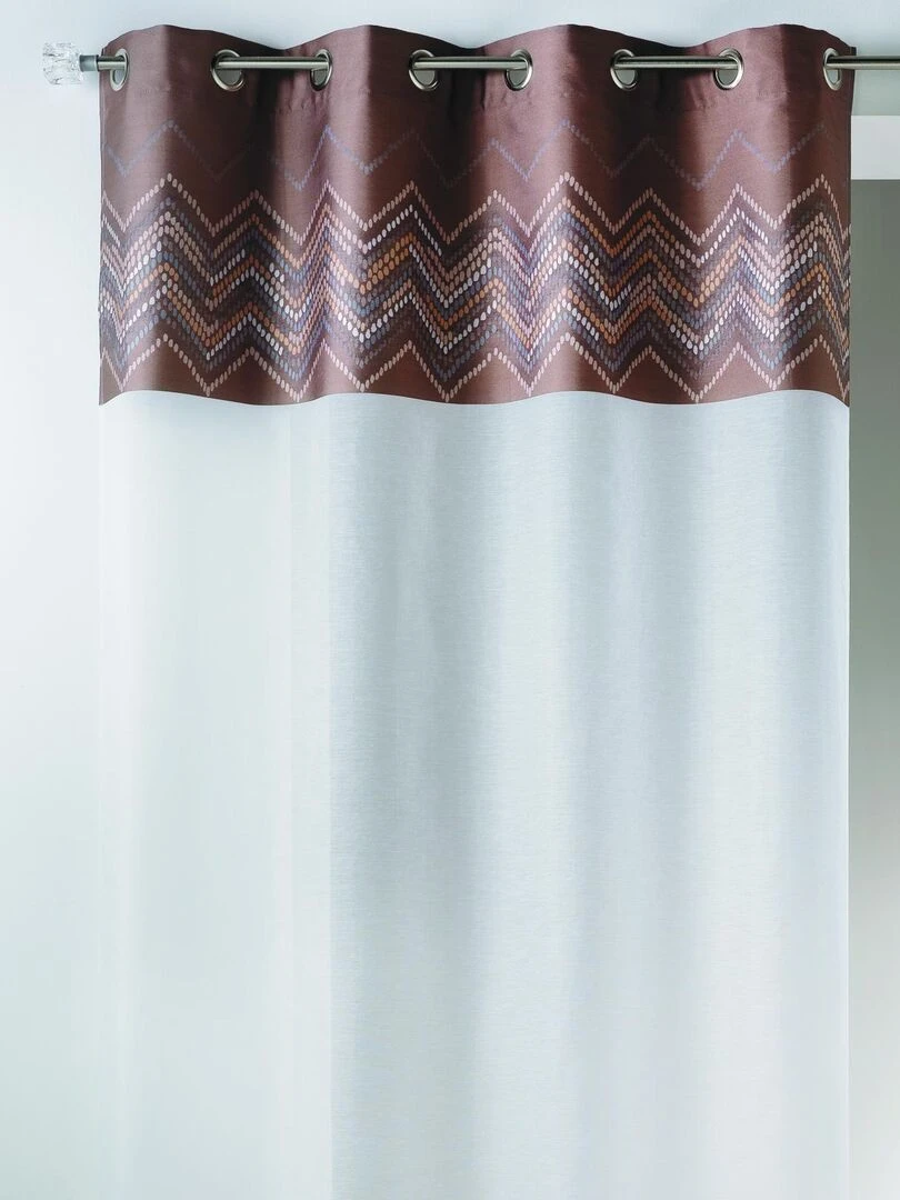 Voilage en jacquard avec parement haut "chevron" Marron chocolat