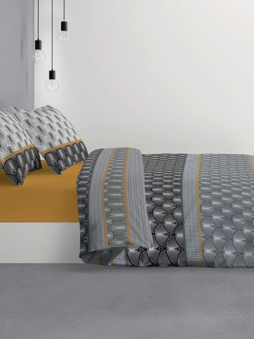 Housse de couette  Sakigold + taie(s) coton 57 fils   Gris