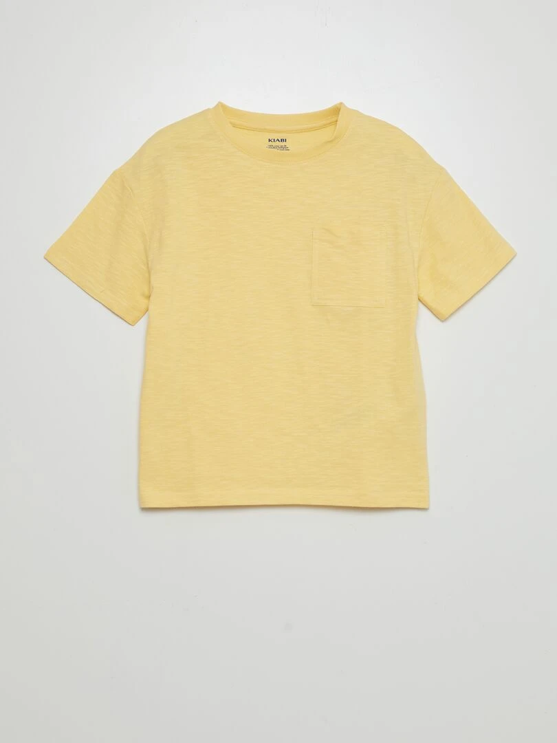 T shirt large à col rond Jaune