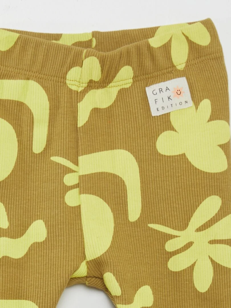 Legging côtelé   Grafik Edition   Kaki/jaune