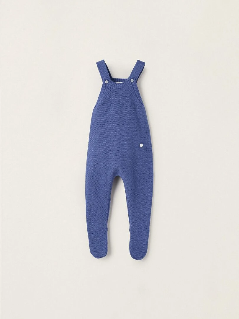 Combinaison en tricot de coton avec pieds pour nouveau né ATLANTIC COMPANY Bleu