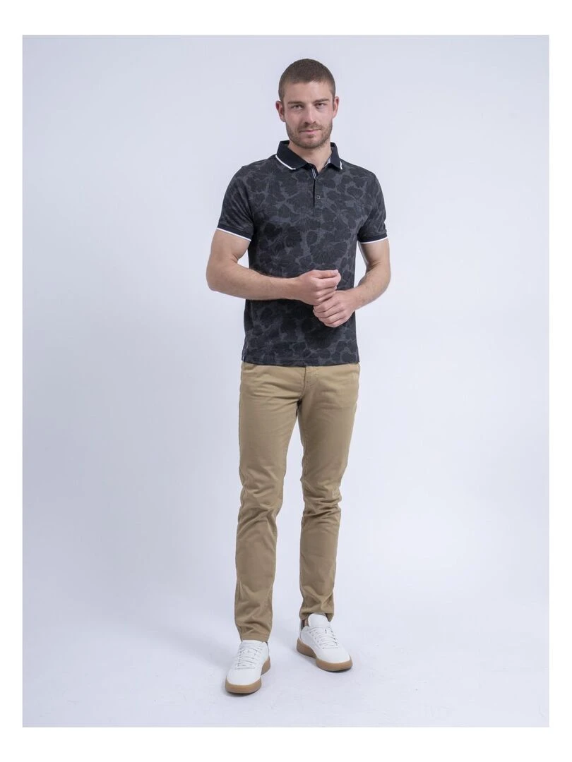 Polo manches courtes motifs PARUFINO   Bleu marine