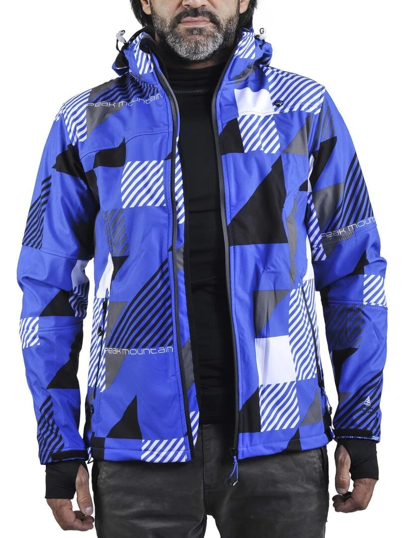 Blouson softshell homme COVER   PEAK MOUNTAIN   Bleu Gris