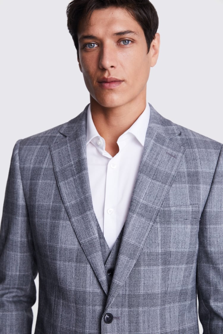 Tailored Fit Blue Check Performance Jacket    Buy Online at Moss