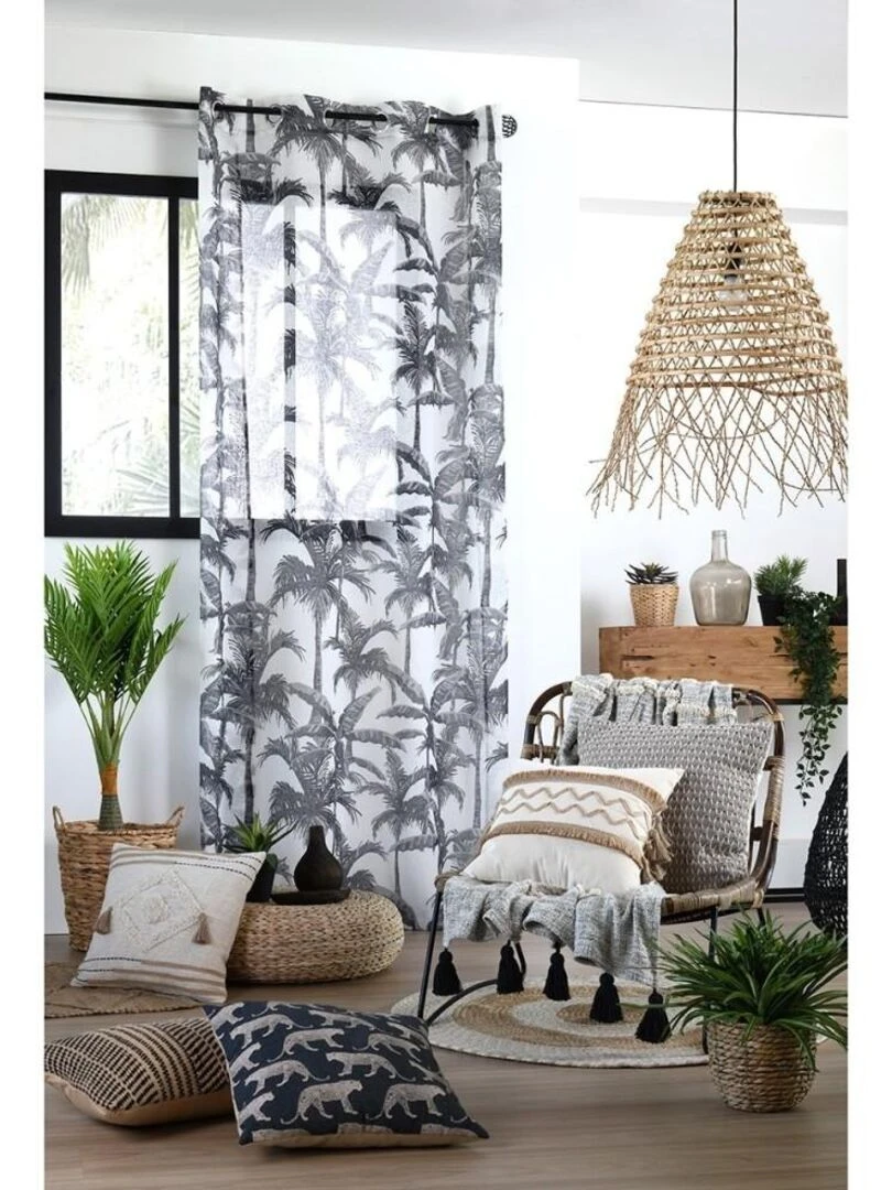 Plaid 125x150 cm Benito naturel coton Noir
