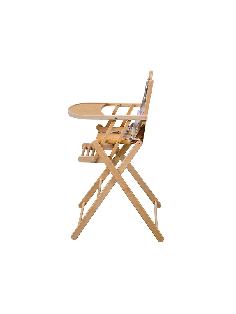 Combelle   Chaise Haute Bébé Pliante Sarah   Vernis Naturel   57x95cm   Marron