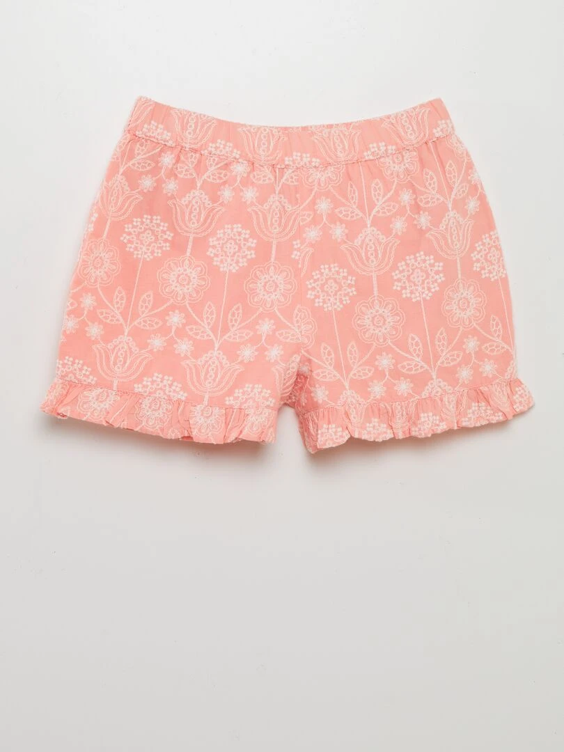 Short léger en broderie indienne Rose