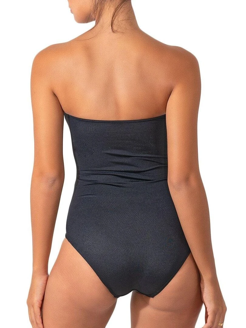 Maillot de bain 1 pièce coupe bustier Swag   Noir