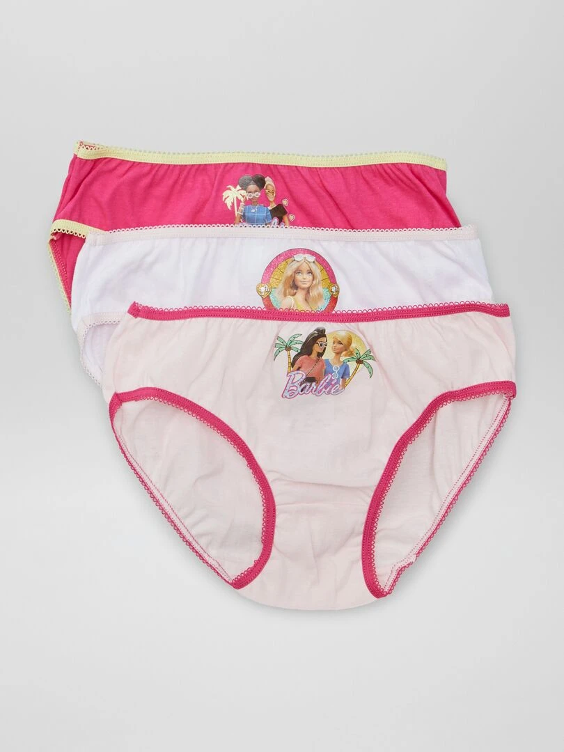 Lot de 3 culottes 'Barbie' rose/blanc
