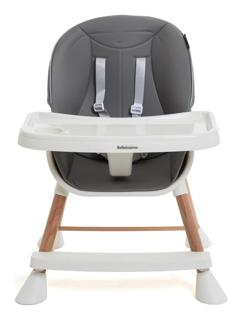 Chaise Haute Évolutive en Bois   3 en 1 – 6 mois jusqu’à 5 ans   réhausseur   gris   Gris