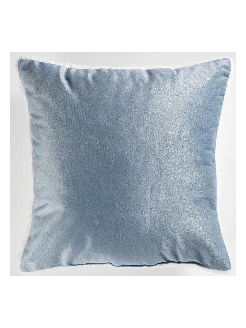 Coussin velours sherpa Australe Bleu ciel
