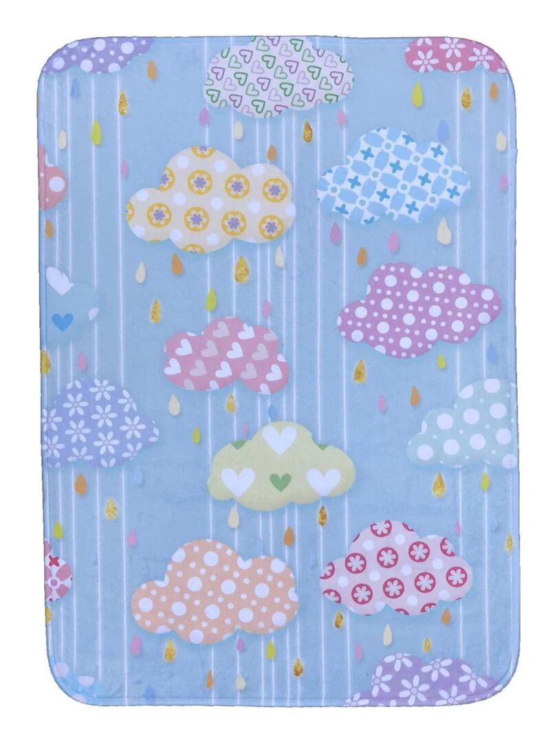 Tapis enfant ULTRA DOUX NUAGE 2 Bleu 70x95 Fait en Europe Bleu