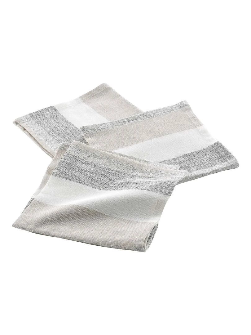3 Serviettes de table coton Eldora Beige