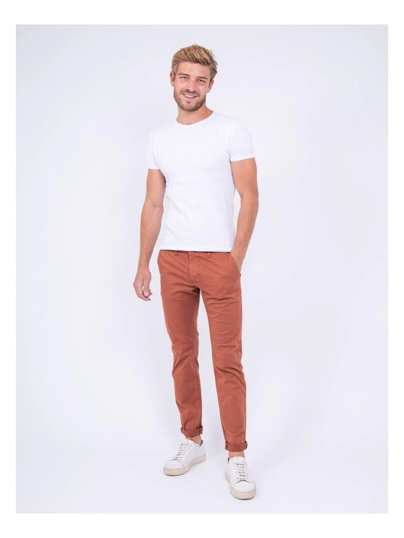 Pantalon chino coupe ajustée VAIRE   Rouge brique