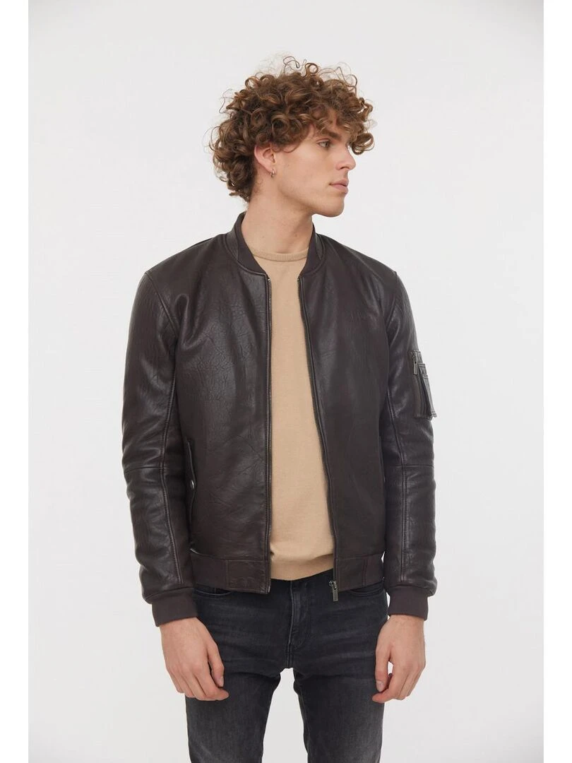 Lee Cooper Blouson cuir YEEL Marron foncé