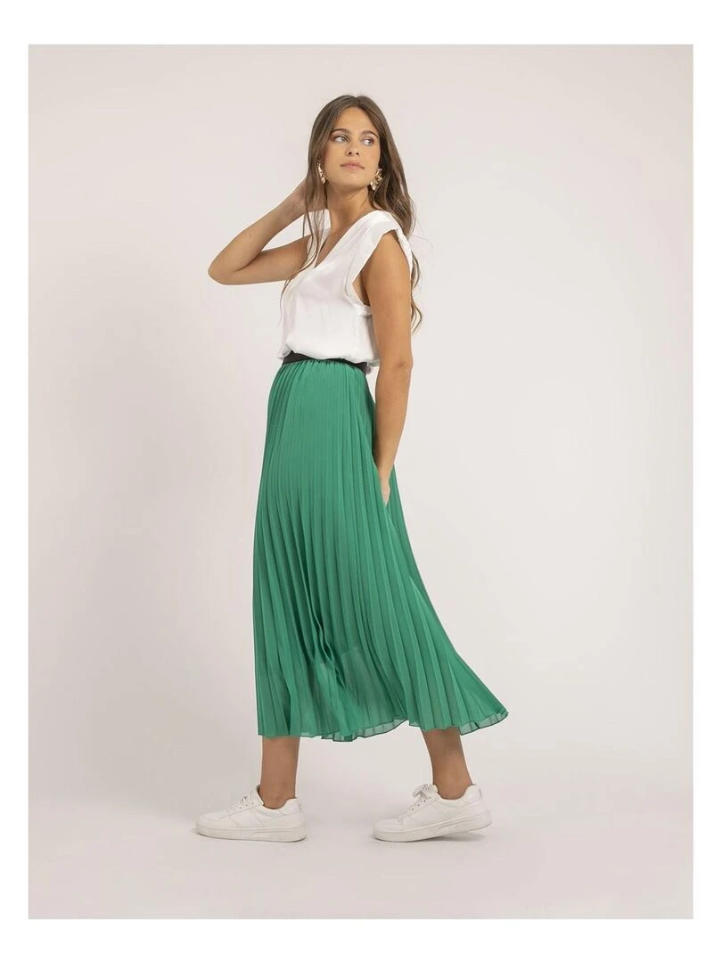 Top col V satin FIKA   Blanc
