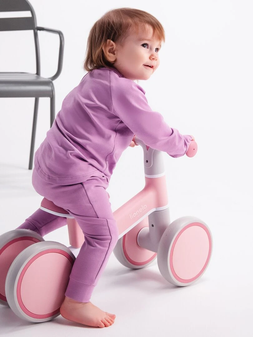 LIONELO Villy Vélo enfant 4 Roues Amorti à l'Avant Siège Ergonomique Blanc Rose Gris