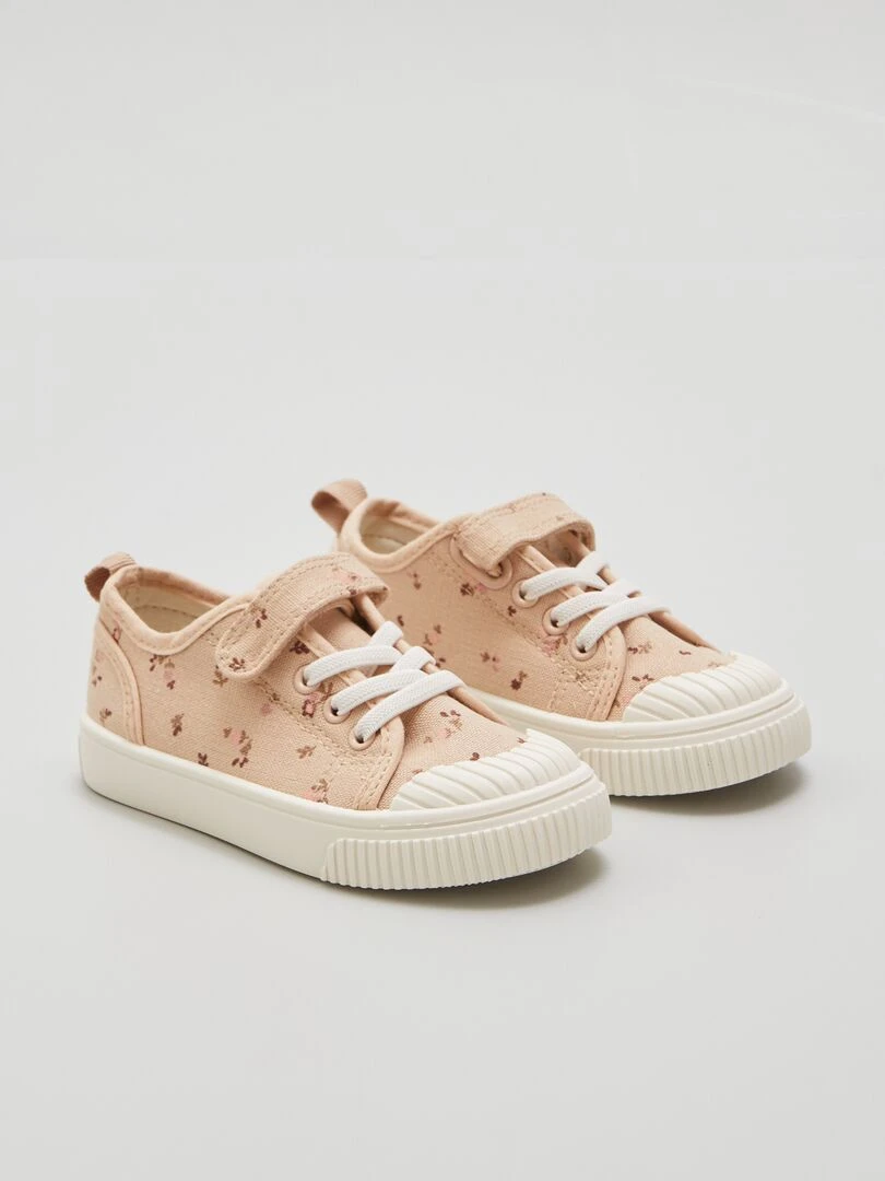 Baskets en toile avec scratchs Fleuri