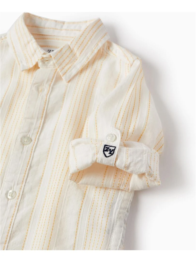 Chemise à manches longues en coton pour bébé garçon manches longues CÉRÉMONIE   Blanc