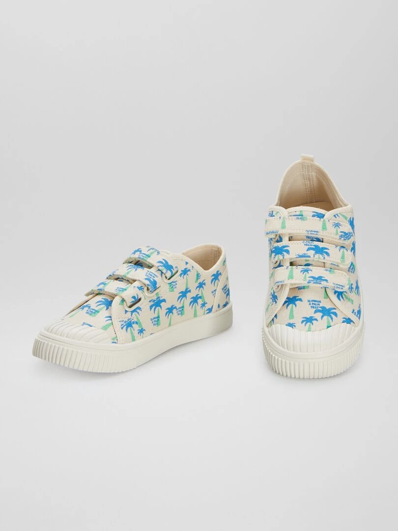 Baskets basses en toile imprimée   Beige