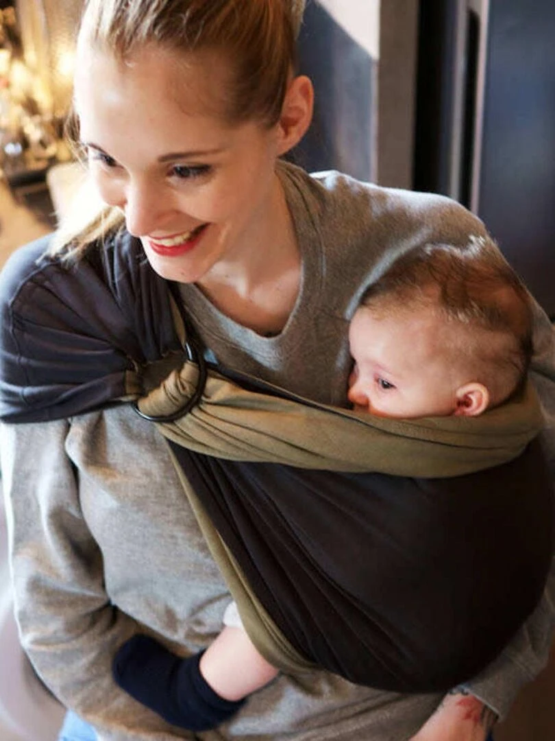 Sling   La Petite Echarpe Sans Nœud   Anthracite  Olive (réversible)   Vert olive