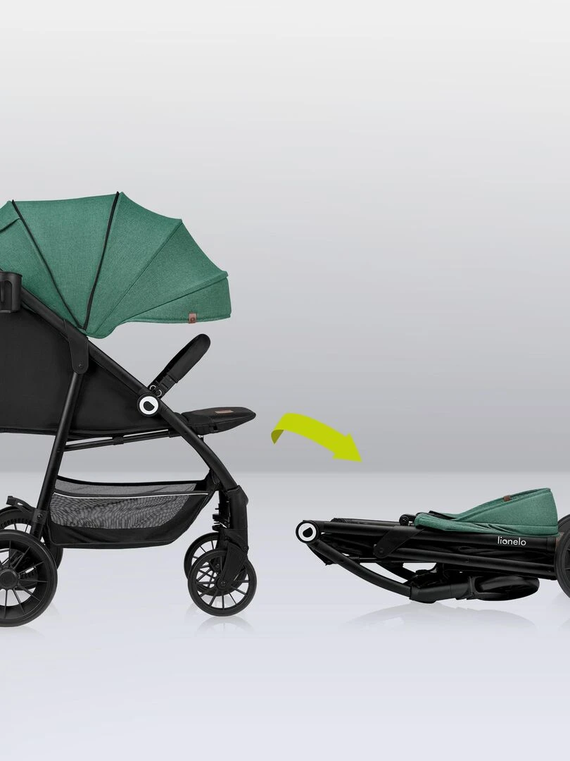 LIONELO Zoey Poussette bébé compacte Buggy De 6 à 36 mois Capote XXL Vert Noir Vert
