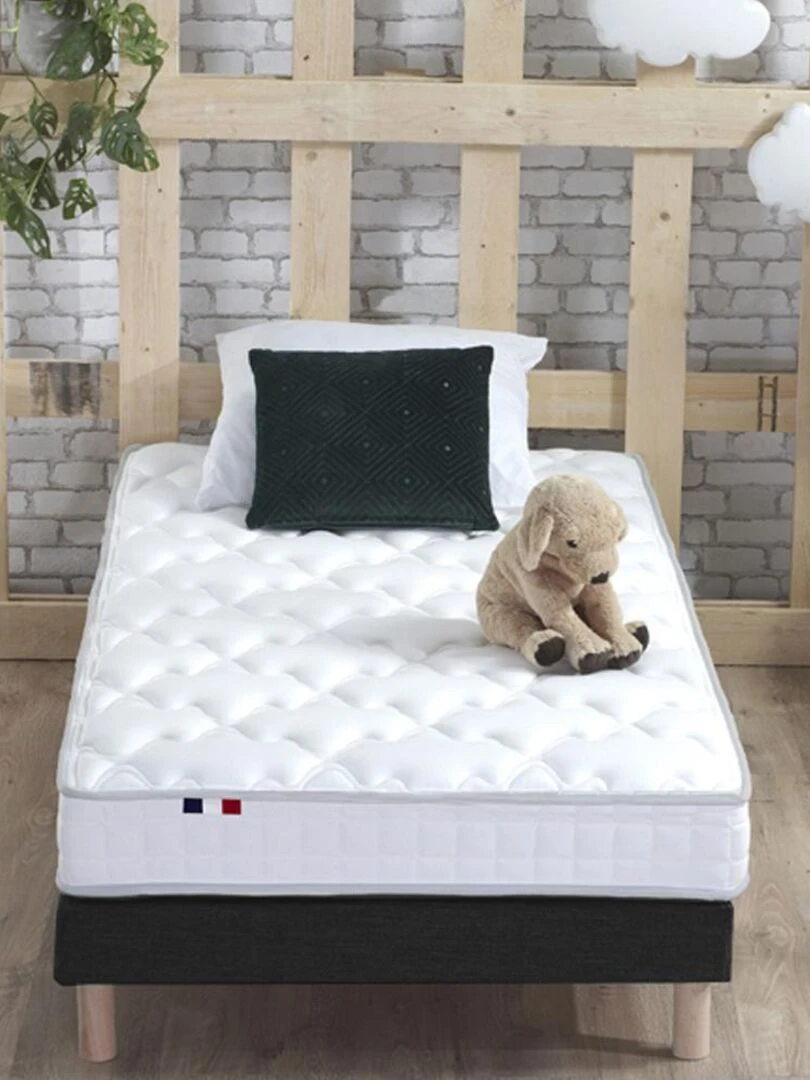 Ensemble Matelas Mousse à Mémoire de forme et mousse HR ZENITH + Sommier   Sommier Noir   Noir Blanc