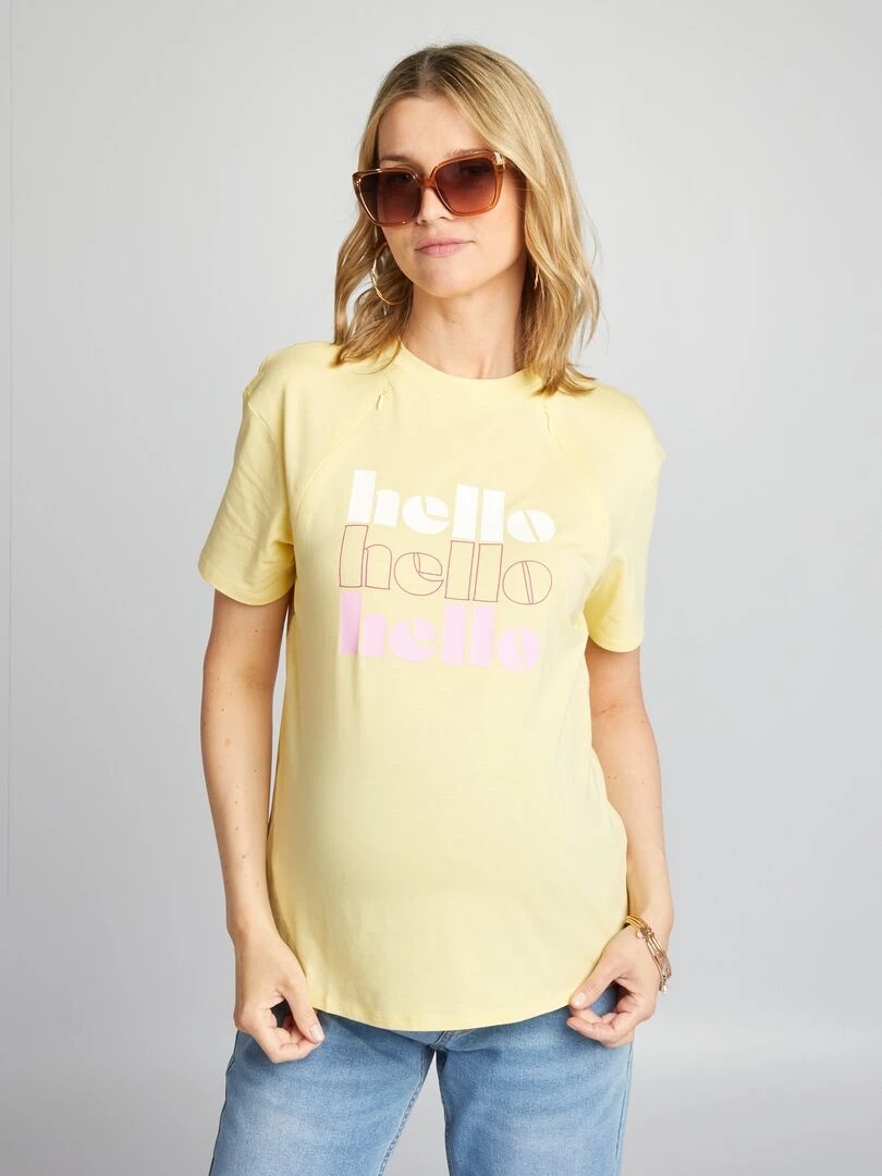 T shirt d'allaitement à ouvertures Jaune