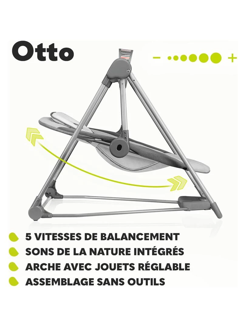 LIONELO Otto   Balancelle et transat bébé   Sons nature   5 vitesses de bercement   Rose