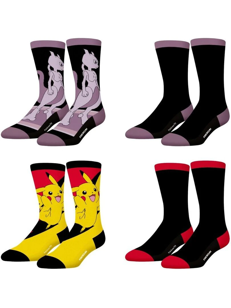 Lot de 4 paires de chaussettes homme Pokémon Freegun Jaune