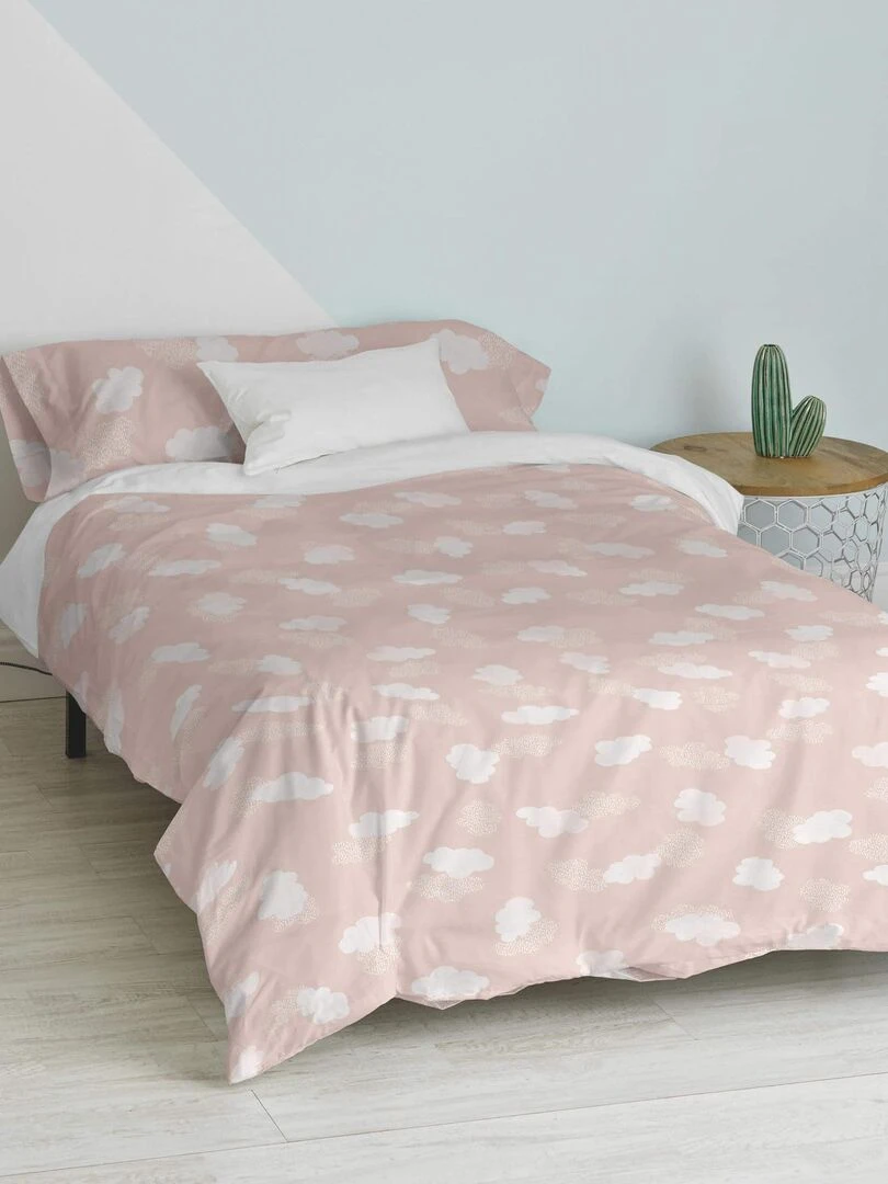 Parure housse de couette 2 pièces Clouds "Happyfriday"   Beige