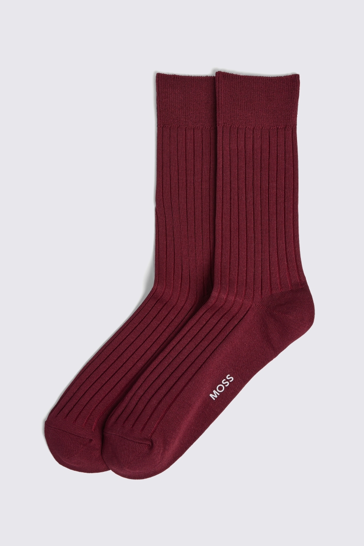 Burgundy Fine Ribbed Socks Buy Online at Moss