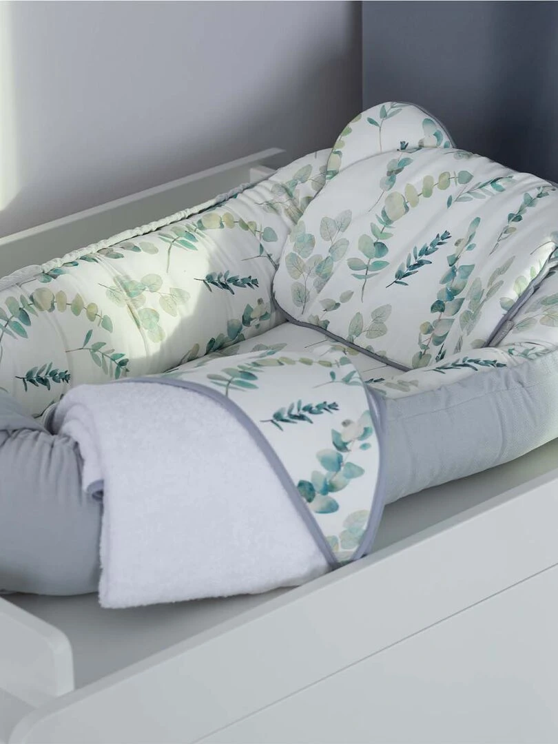 Oreiller coussin plat réversible   Eucalyptus   Gris