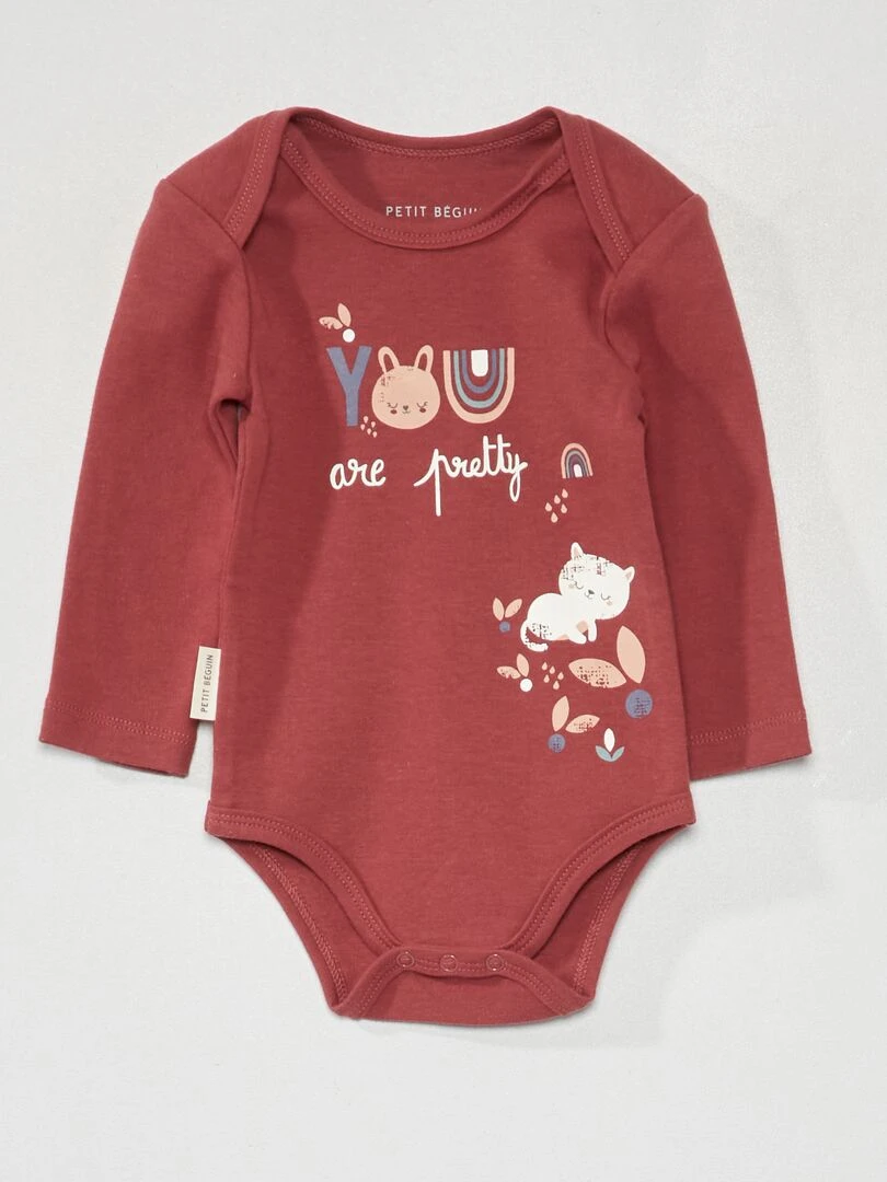 Lot de 2 bodies à manches longues   rose/blanc