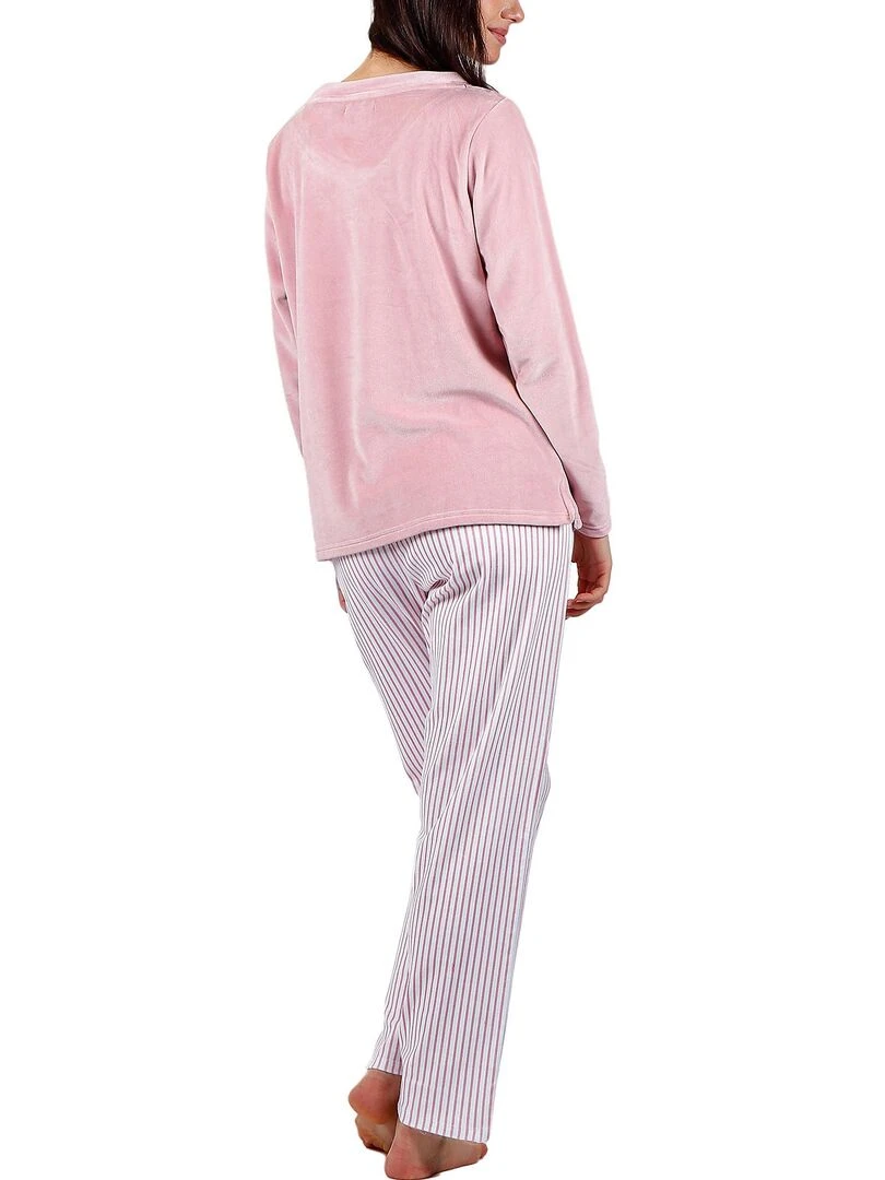 Pyjama pantalon top manches longues Comfort Home Rose