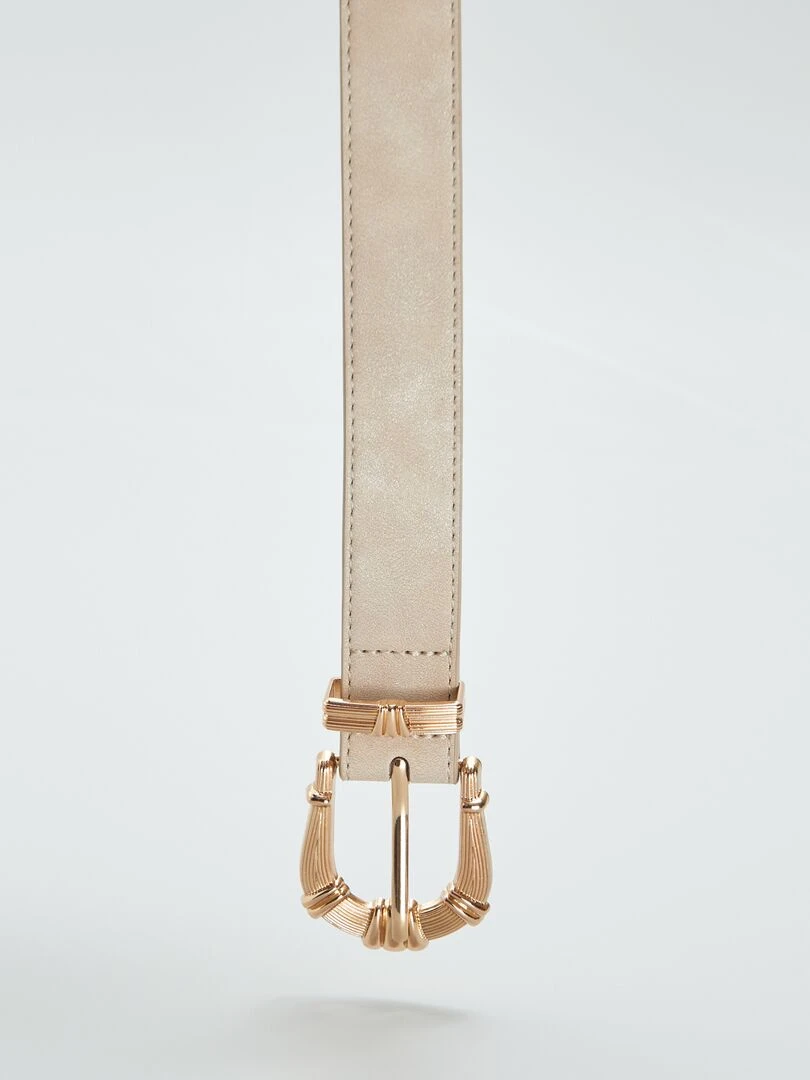 Ceinture fine à boucle dorée   Crème