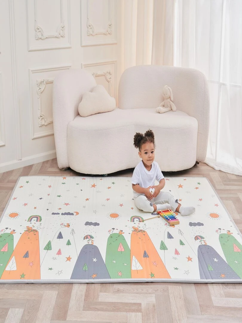 Tapis de Jeu en mousse épais et pliable pour enfants DINO XL SUPERBE BEBE Blanc Orange Blanc