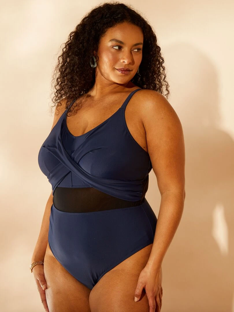 Maillot de bain effet croisé 1 pièce Marine