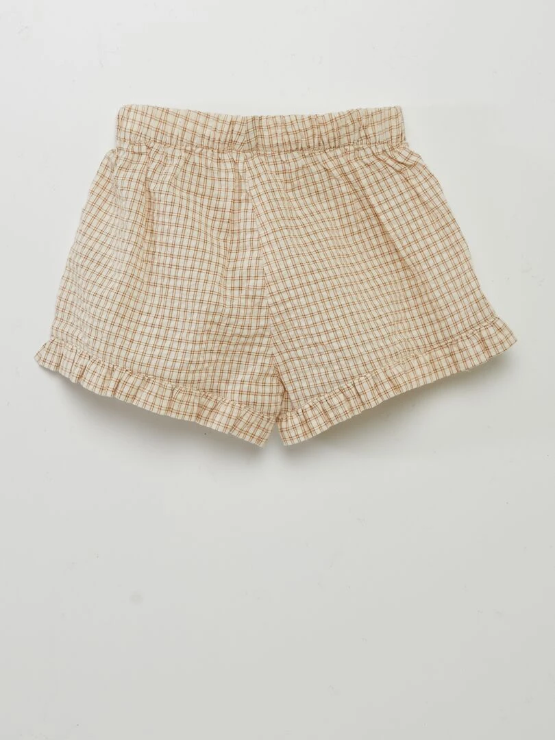 Short à carreaux style vichy   Beige