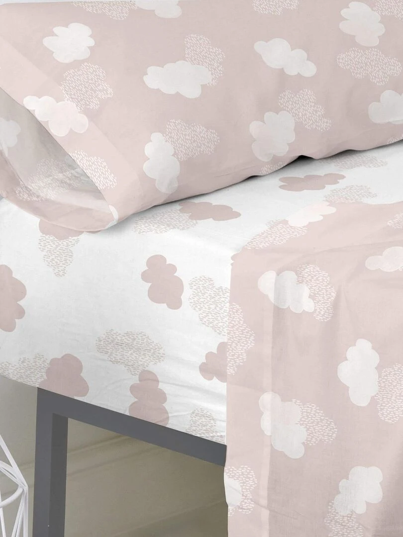 Drap housse Clouds "Happyfriday" Rose