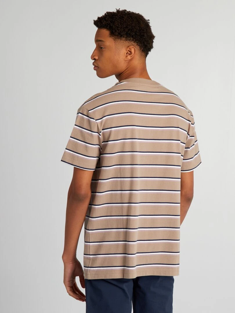 Tee shirt en jersey à rayures + d'1m90   Rose/marron/blanc