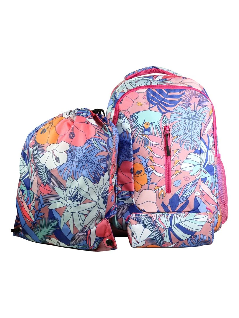 BAGTROTTER Set de sac à dos sac gym et trousse Bagtrotter Multicolore Exotique Multicolore