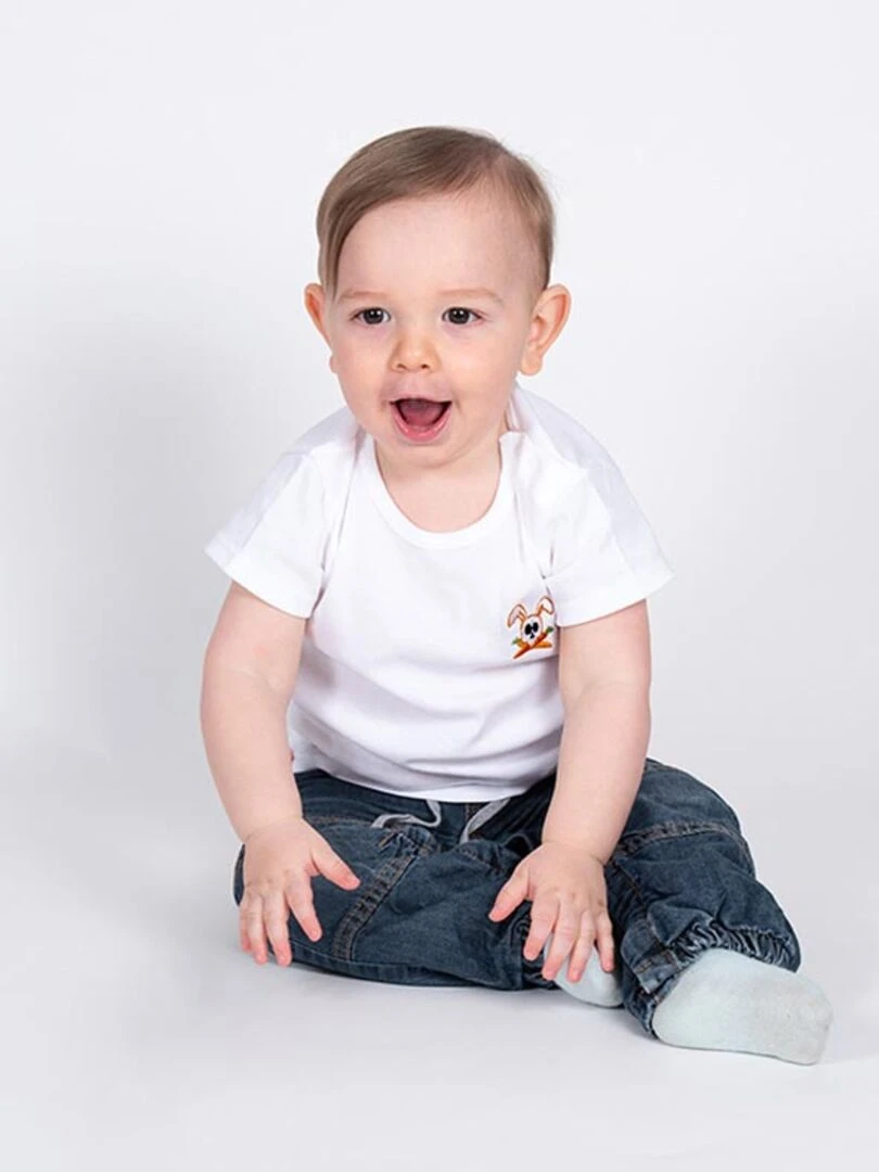 Tshirt en Coton Bio Hotot Blanc 3 ans   Blanc