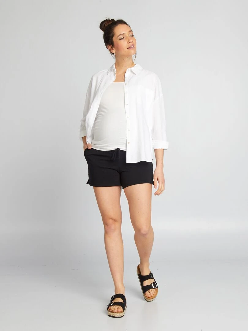 Short grossesse en molleton uni noir