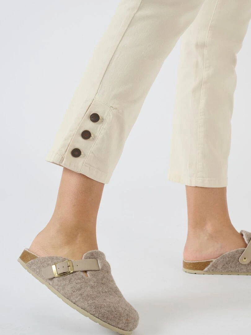 Pantalon 7/8ème boutons bas de jambes Damart Blanc Ecru Blanc