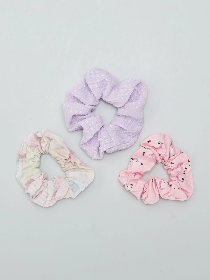 Lot de 3 chouchous imprimés Violet/rose