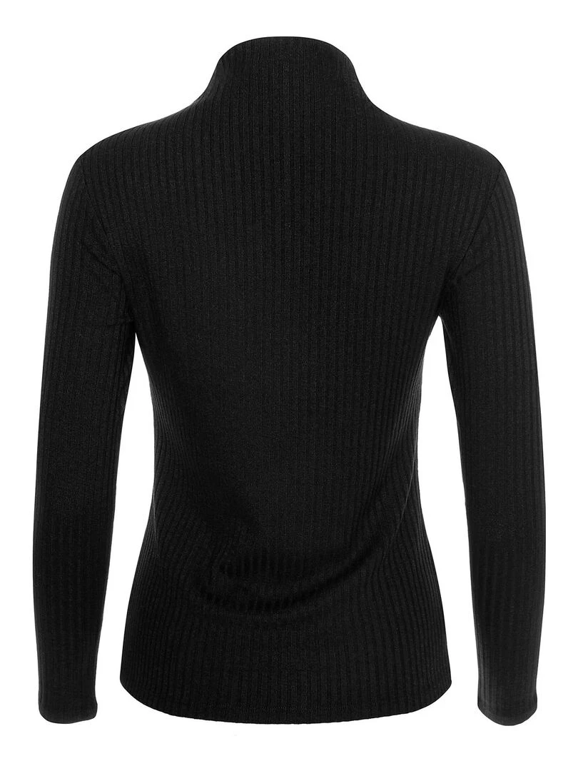 Top col montant manches longues Cosy   Noir