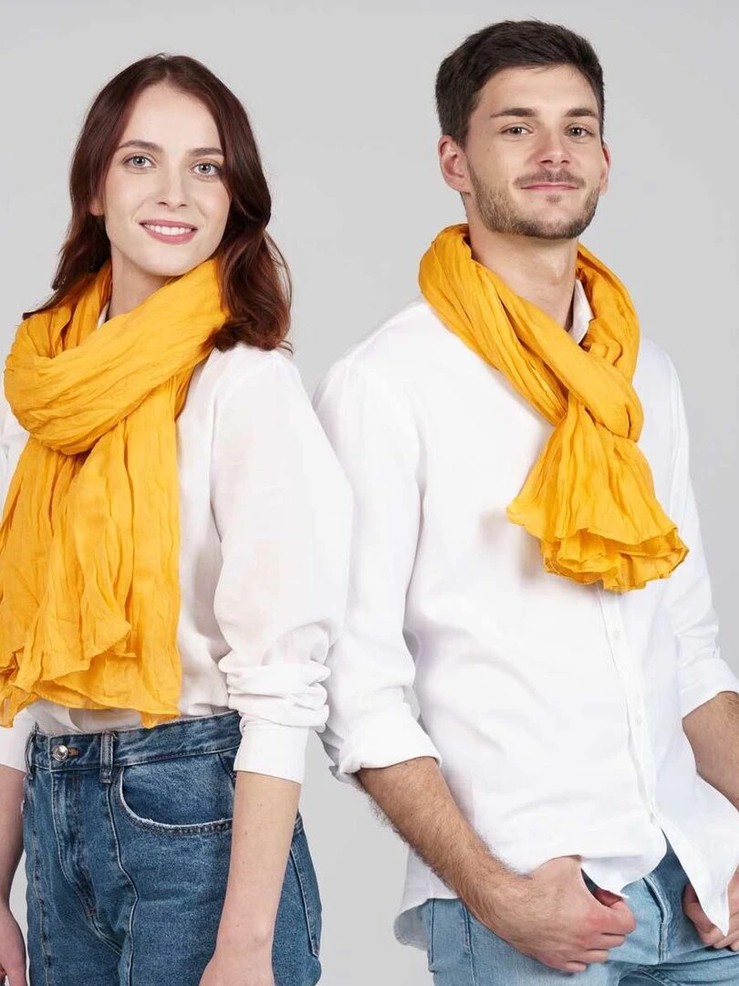 Chèche coton Uni Jaune moutarde