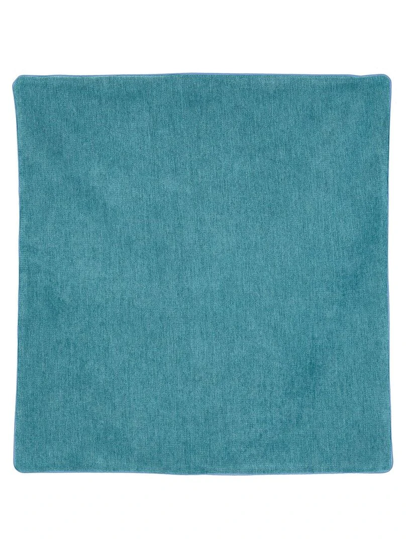 Housse de coussin passepoilée Effet velours Bleu turquoise