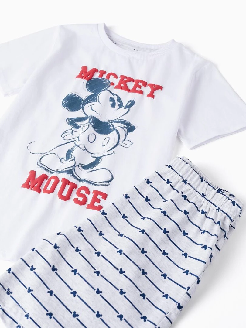 Pyjama En Coton Pour Garçon 'Mickey' manches courtes   Blanc
